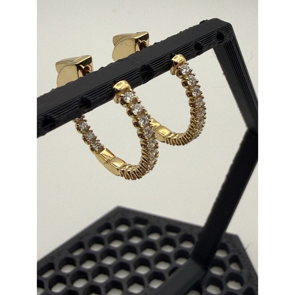 14K Yellow Gold Pavé Hoop Earrings | 0.50ctw Lab Created Diamonds | IGI | 17.7mm